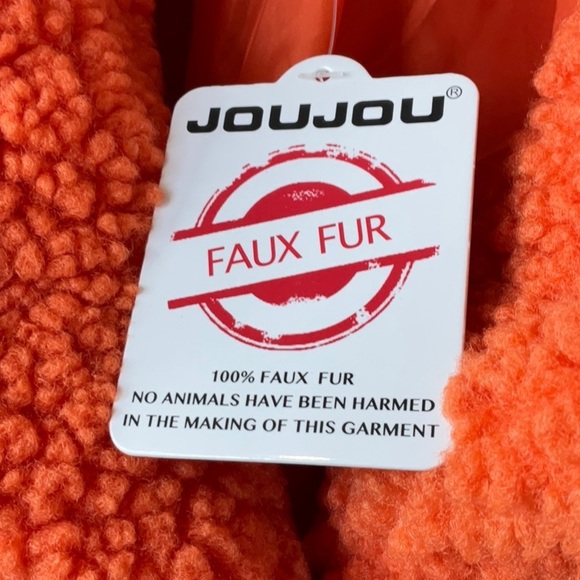 JouJou Girls Faux Fur Sherpa Coat Size L(14) - Picture 5 of 9